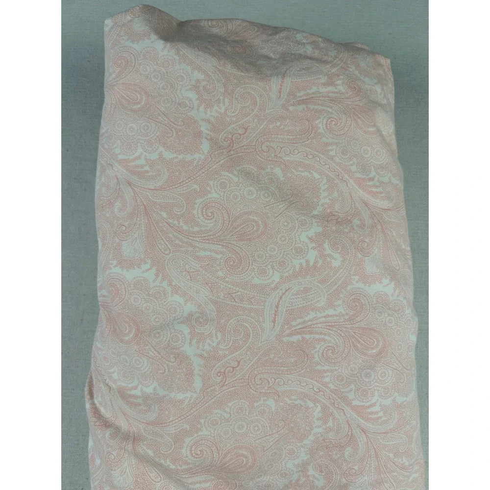 Lauren Ralph Lauren Queen Fitted Sheet Pink White Paisley 100% Cotton Bedding